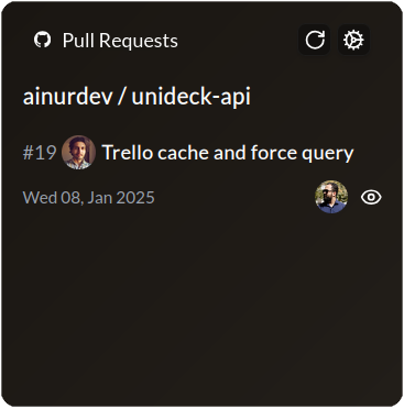 Github Pull Requests widget preview