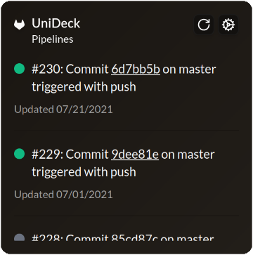 Gitlab Pipelines widget preview