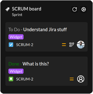 Jira Active Sprint widget preview