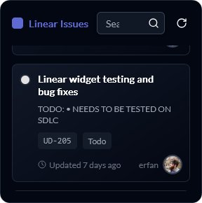 Linear Issues widget preview
